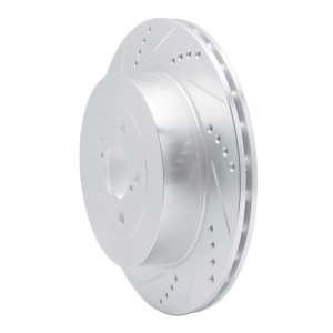 Subaru Impreza Brake Rotor (1) - Rear Left - R1 Concepts - Drilled & Slotted - Silver - `03-`04